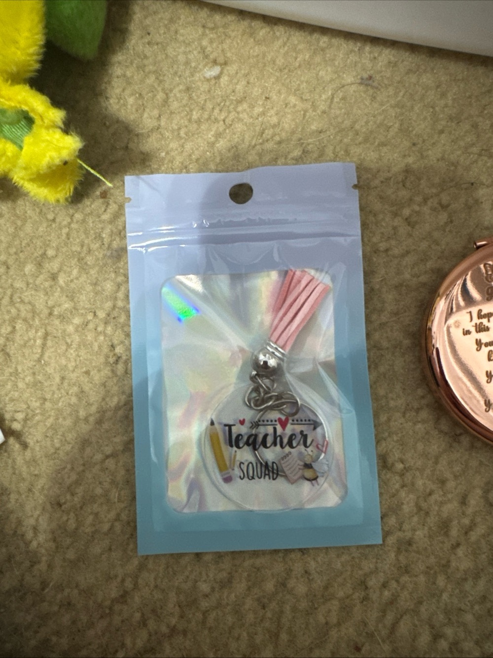 Teacher Squad Pink Tassel Keychain - Kids Accessories